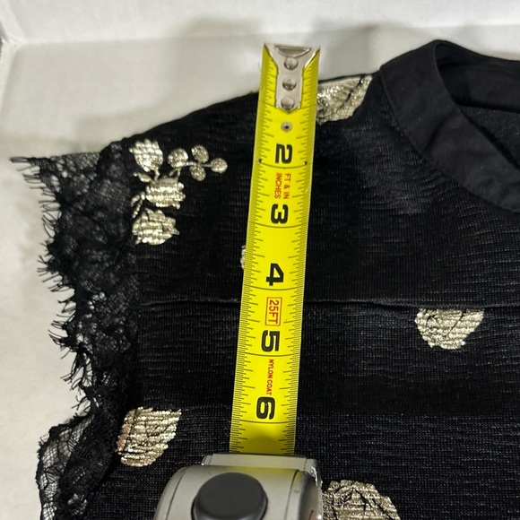 LuLaRoe elegant women’s size small black “SHEER” top With Gold Flowers - Picture 9 of 9